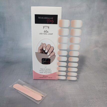 PEACH BABYBOOMER UV Gelnailz Verpackung mit der Trägerfolie und der dazugehörigen Nagelfeile