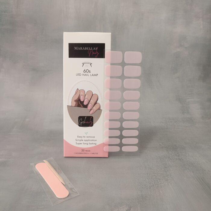 BABY pink UV Gelnailz, Verpackung mit Trägerfolie und dazugehöriger Nagelfeile. Ein schöner zarter Pinkton