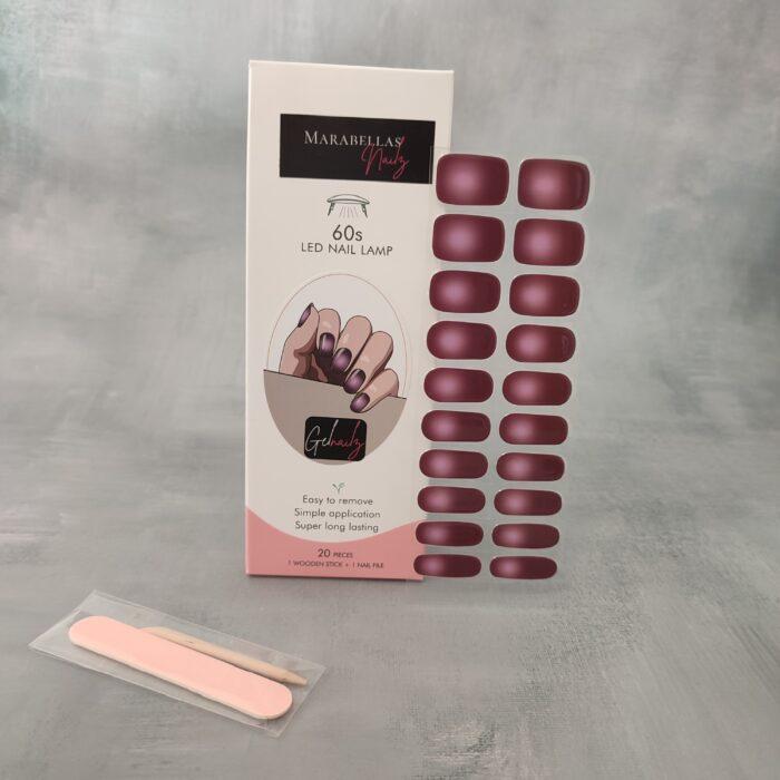 VIOLET VOUGE UV Gelnailz in der Verpackung mit dazugehöriger Nagelfeile